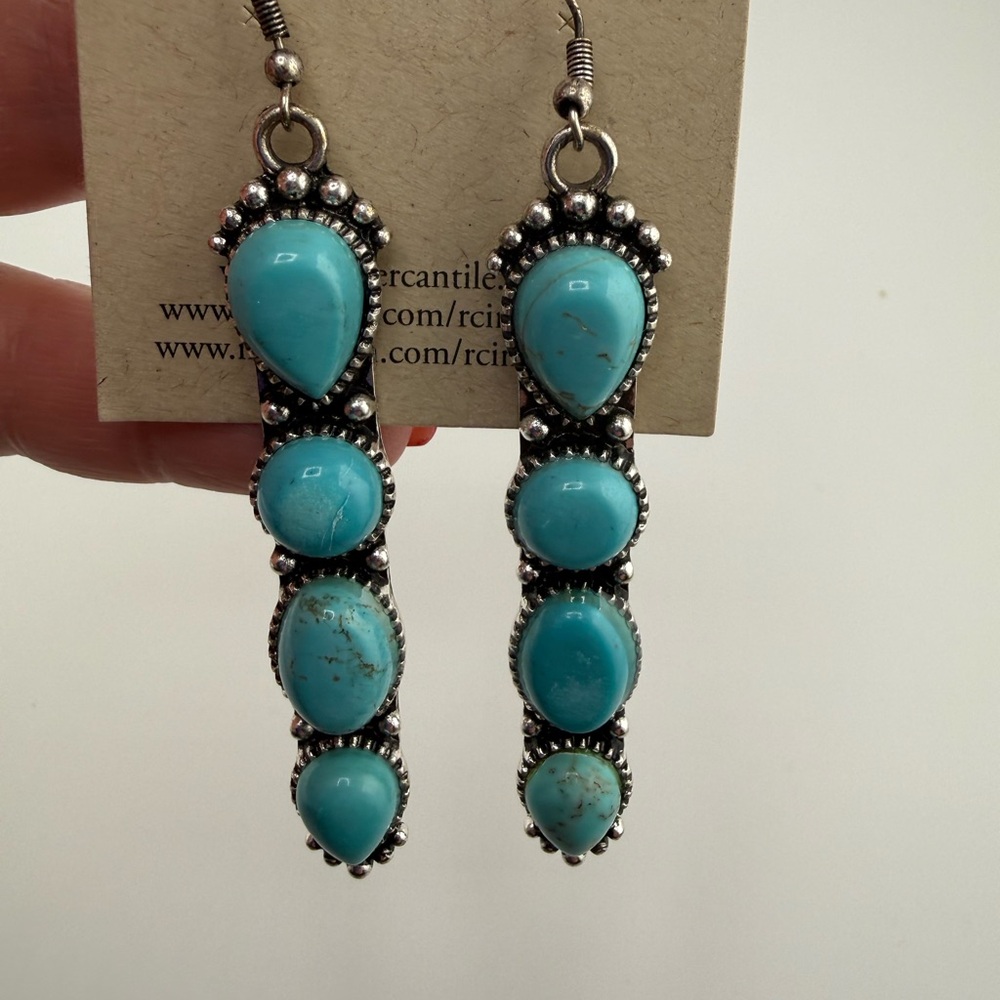 Turquoise Dangle Earrings - Picture 2 of 6